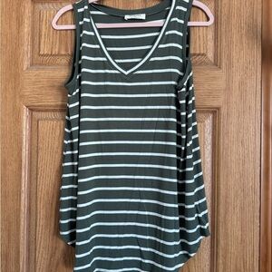 NWOT Zenana Green and White Striped Tank Top